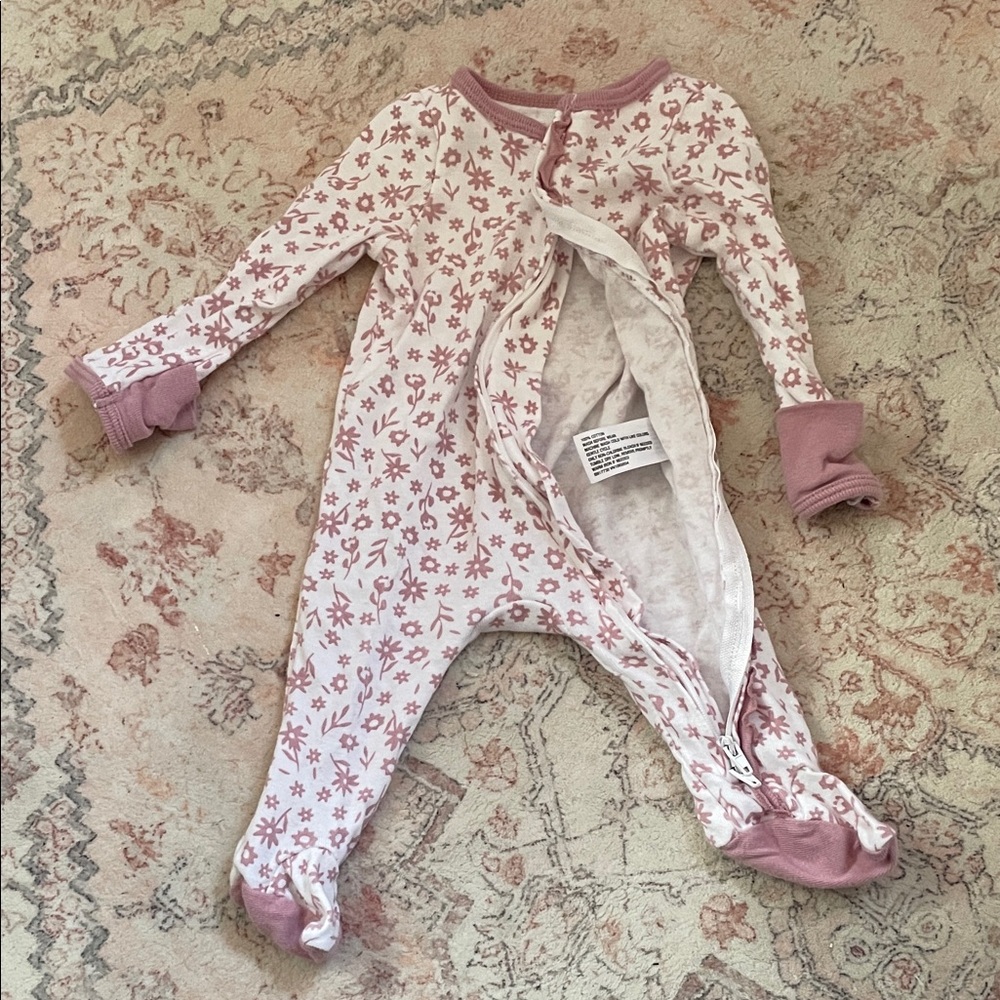 Cloud Island Pink Floral Kids Pajama Footies